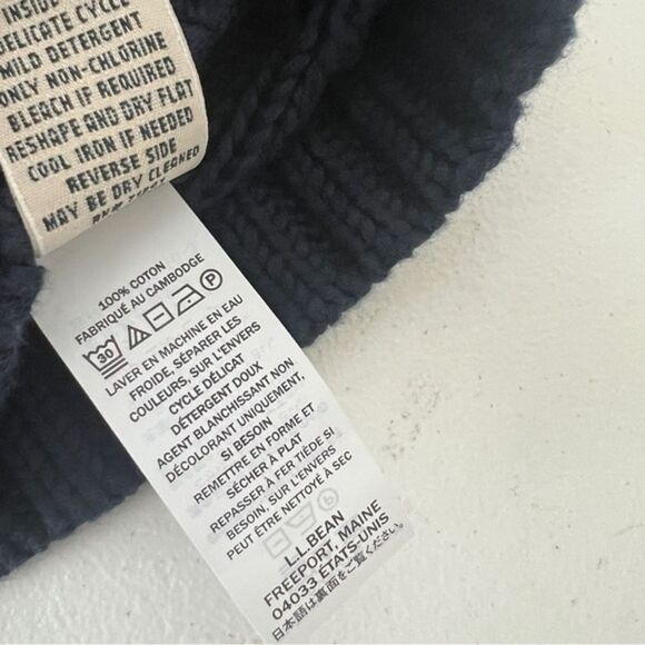 L.L. Bean Full Zip Cable Knit Sweater Chunky Cardigan Jacket 100% Cotton Sz XL - Picture 12 of 12
